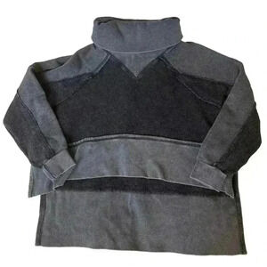 Free People Movement Last Chance Pullover Sweatshirt Black Oversized Size Small